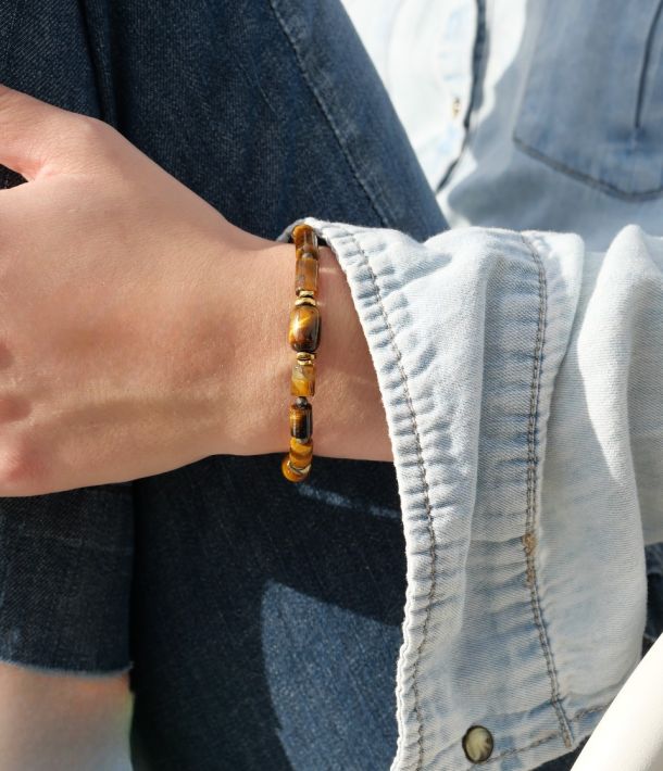 Bracelet en pierres naturelles marron