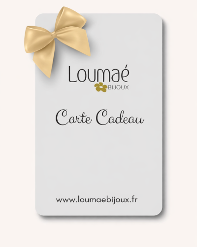 Carte Cadeau 1 La carte cadeau Loumaé bijoux est valable 1 an à partir de la date d'achat.