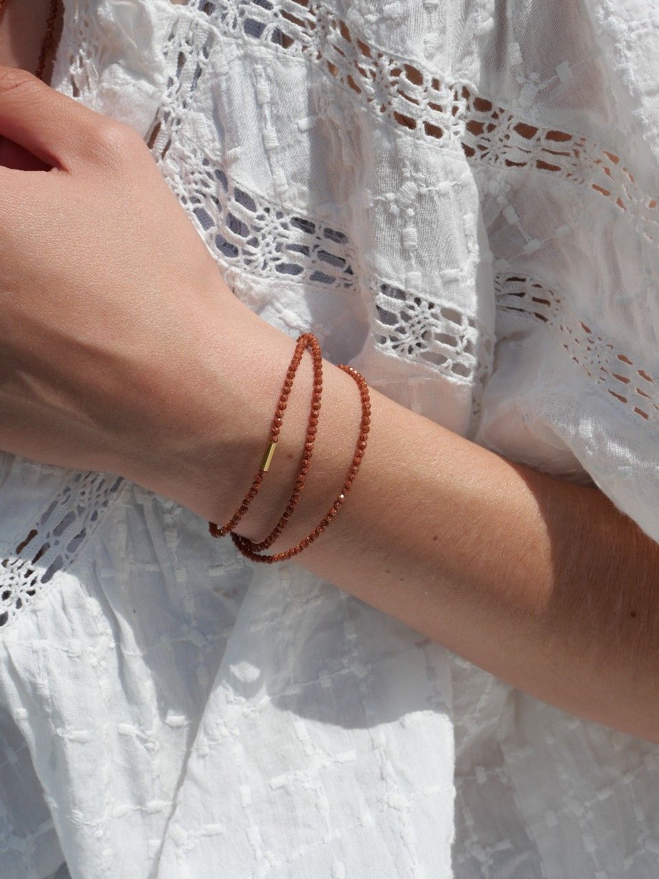 bracelet femme en pierres naturelles terracotta