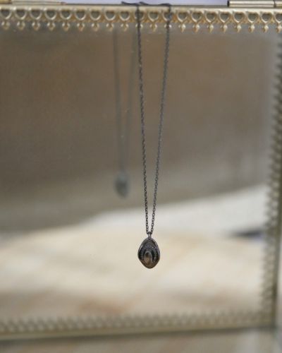 Collier en argent massif rhodié noir, tendance western