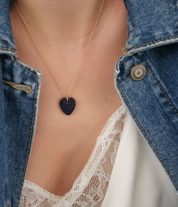 collier femme en pierres bleues