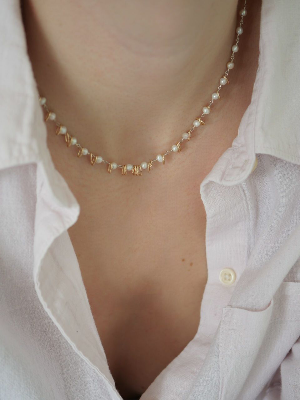 collier femme en argent et perle