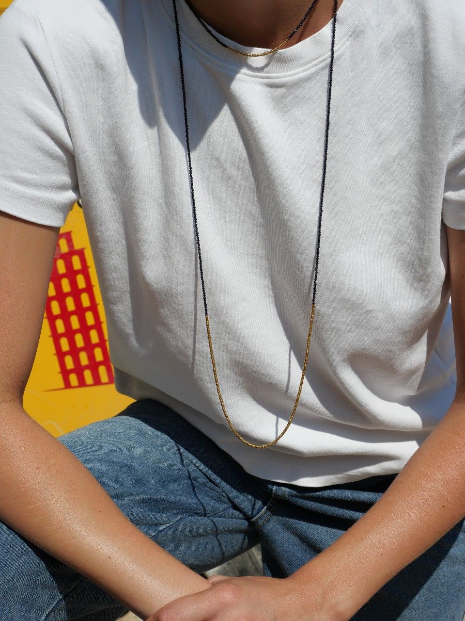 sautoir fin femme en pierres bleues