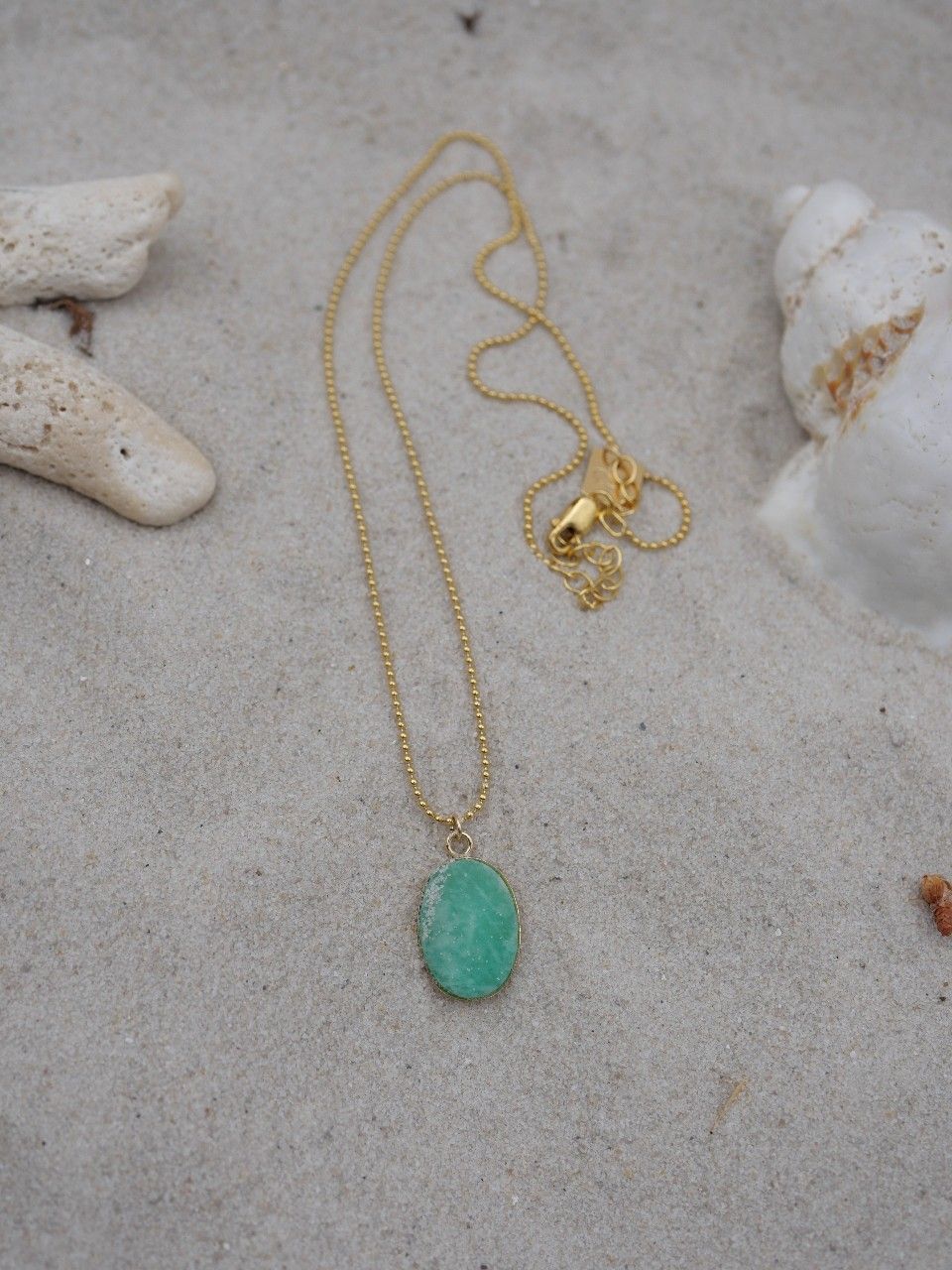 collier en gold filled et pierres naturelles amazonite