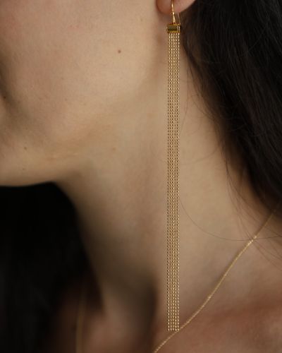 boucles d'oreille femme longue, mono boucle, boucles d'oreilles plaquée or 3 microns