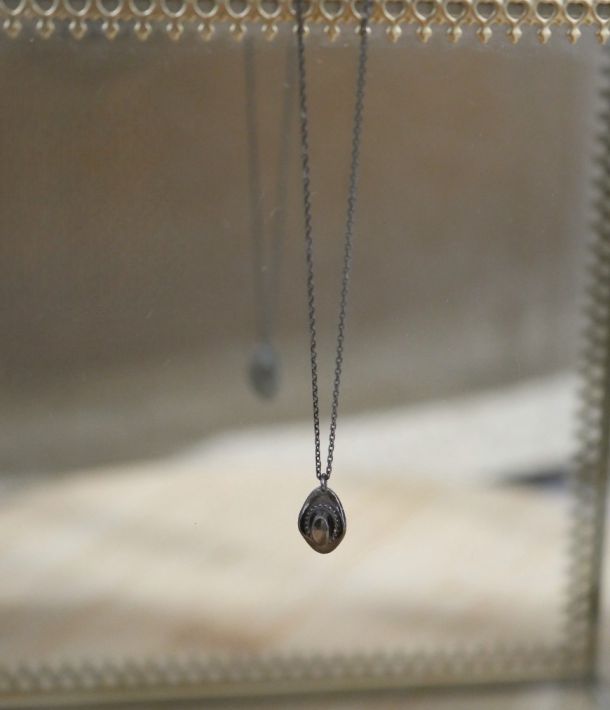 Collier en argent massif rhodié noir, tendance western