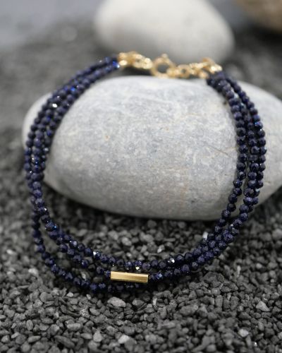bracelet triple rang en pierres naturelles bleues