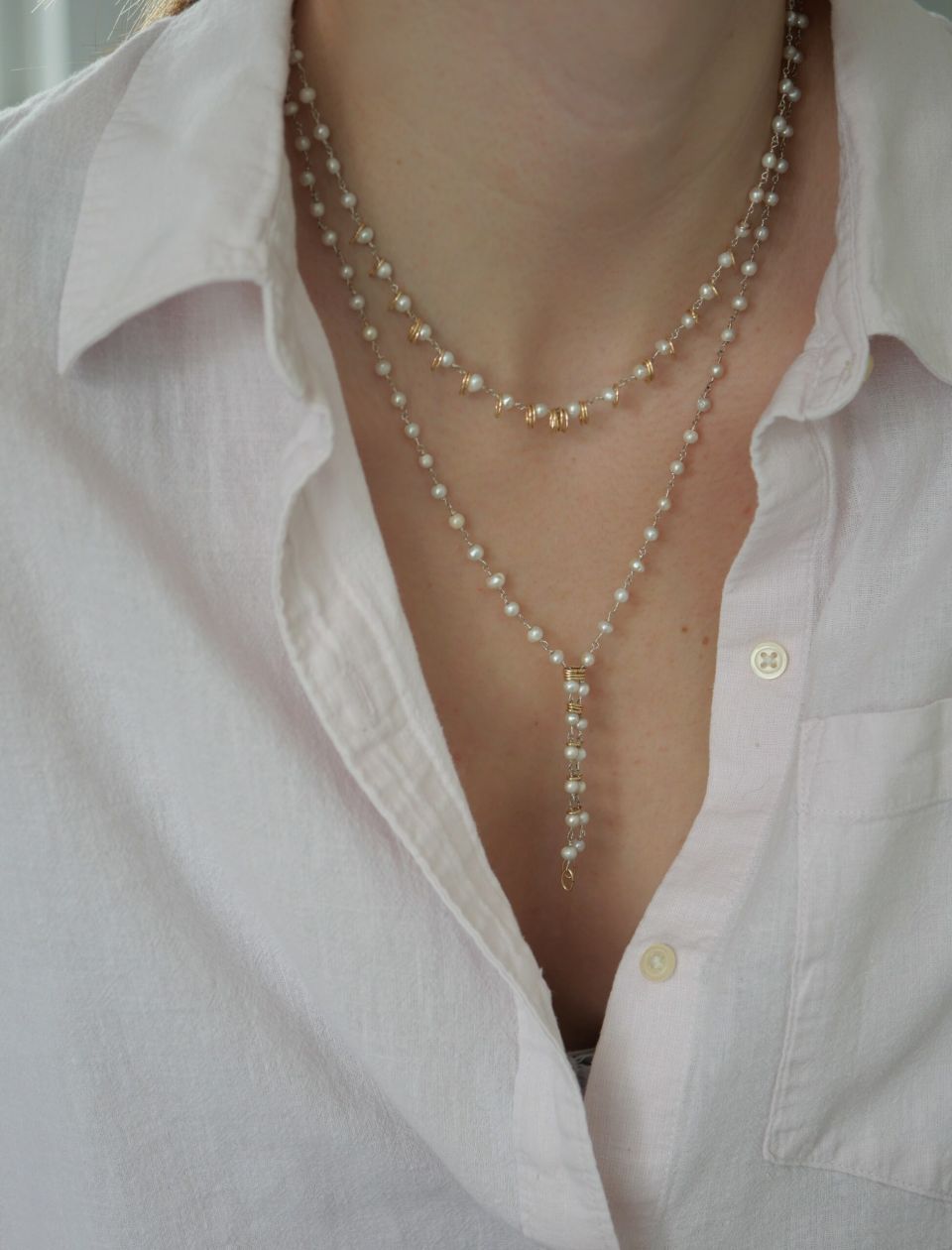 Collier long femme en argent 925 et perle de culture