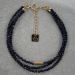 bracelet triple rang en pierres naturelles bleues et plaqué or 3 microns