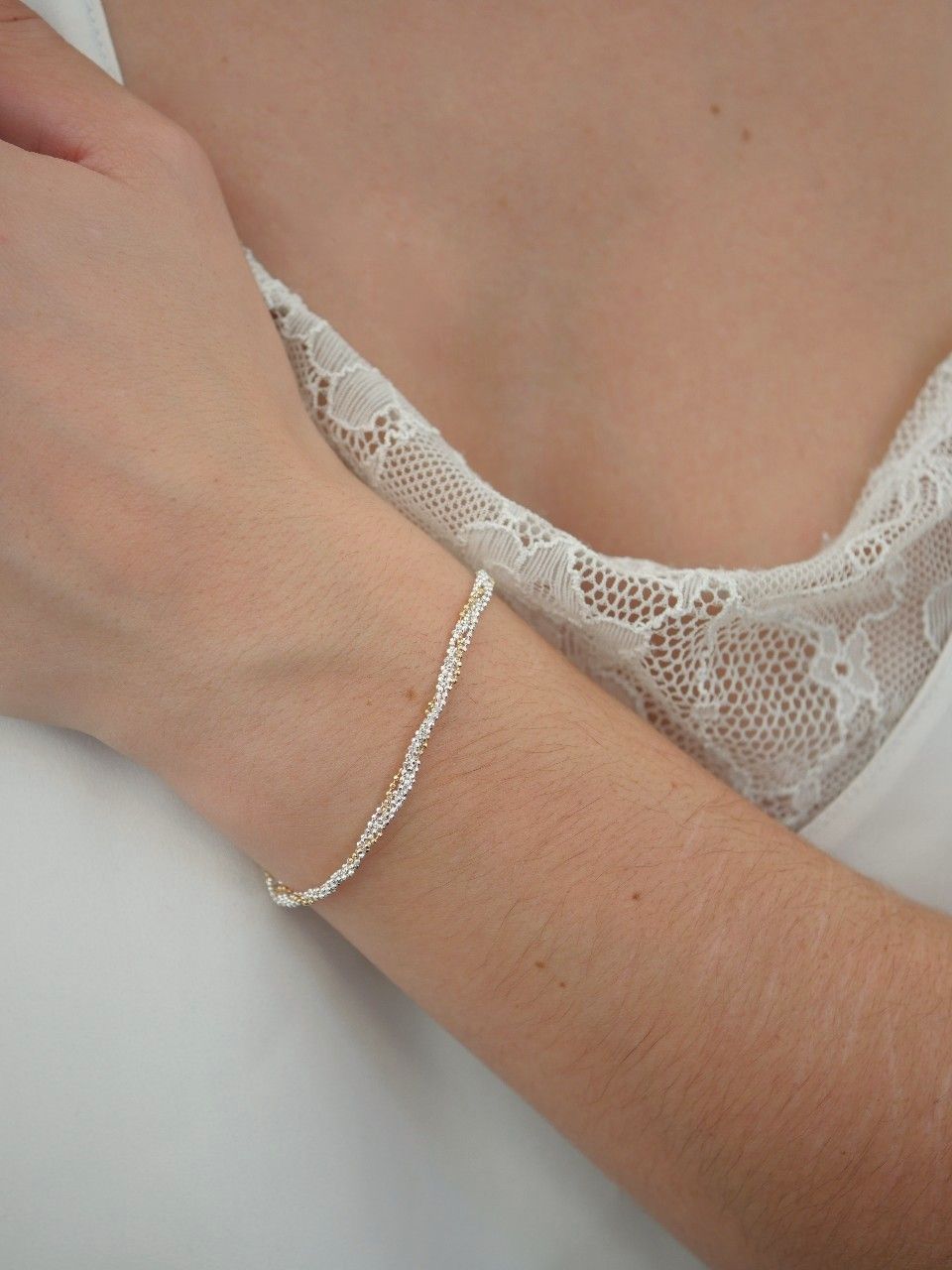 bracelet en ragent massif et or laminé