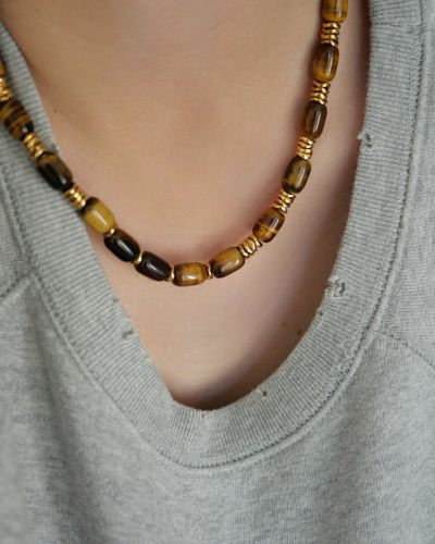 collier en pierres naturelles, oeil de tigre