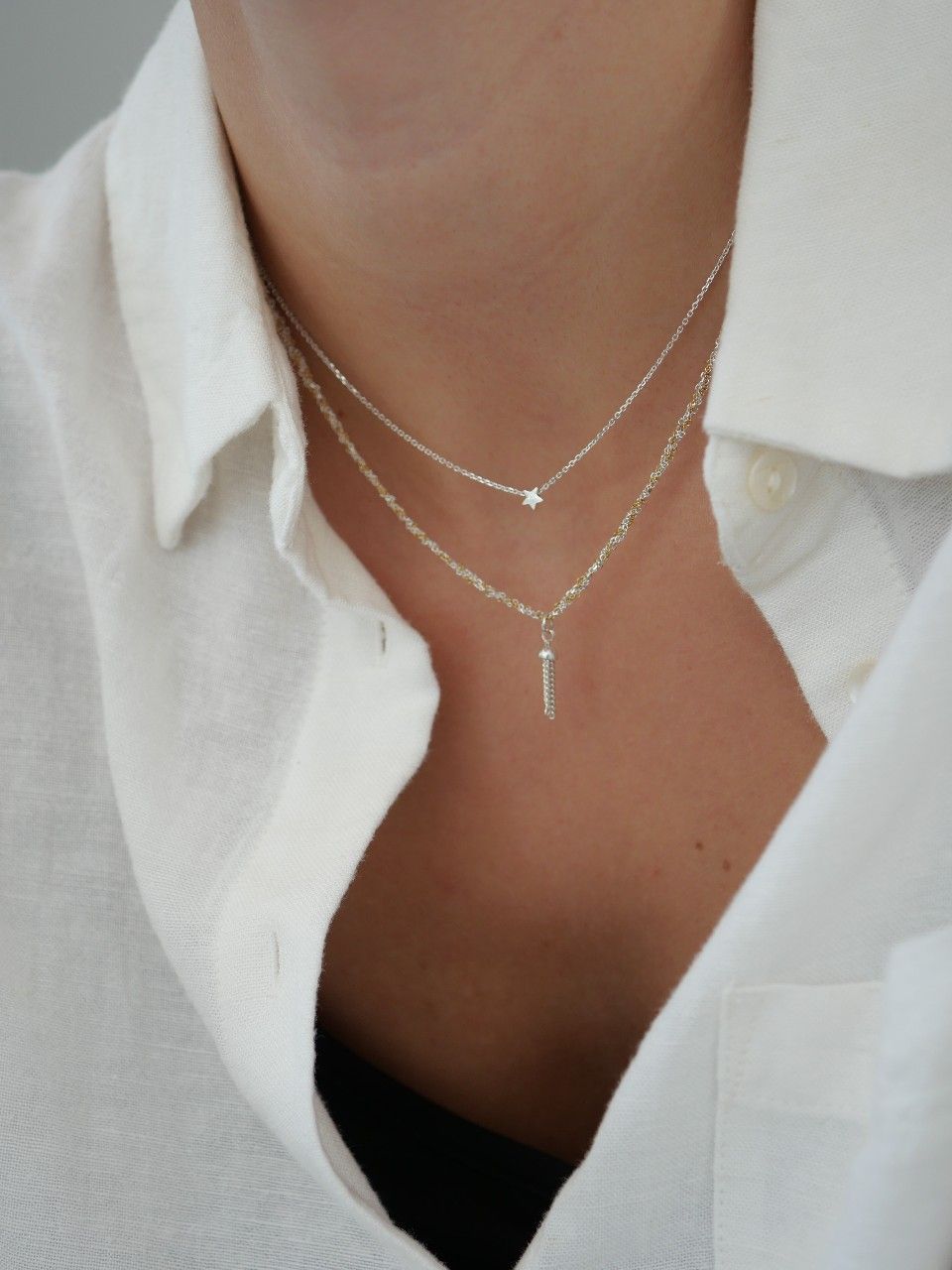 collier femme en argent 925 et gold filled