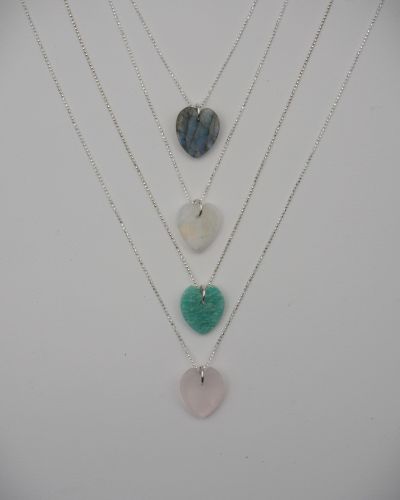 collier fin femme en argent et pierres naturelles