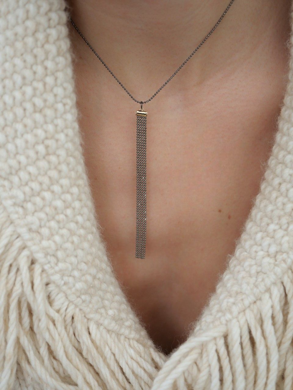 collier femme chic en argent 925 rhodié noir