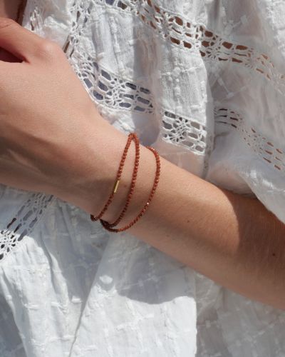 bracelet femme en pierres naturelles terracotta