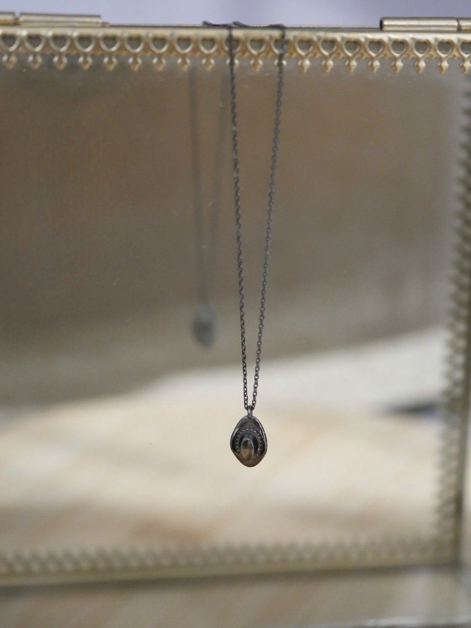 Collier en argent massif rhodié noir, tendance western