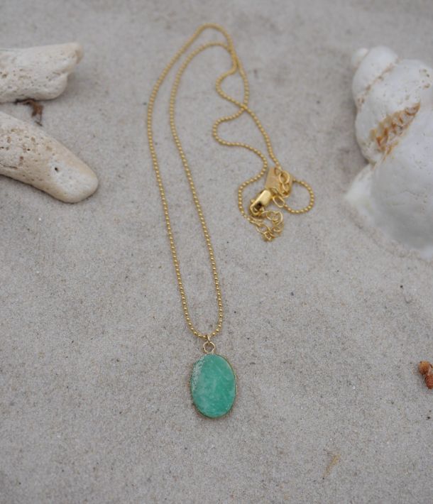collier en gold filled et pierres naturelles amazonite