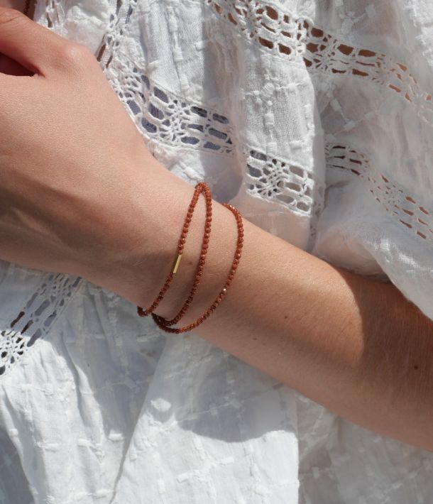 bracelet femme en pierres naturelles terracotta