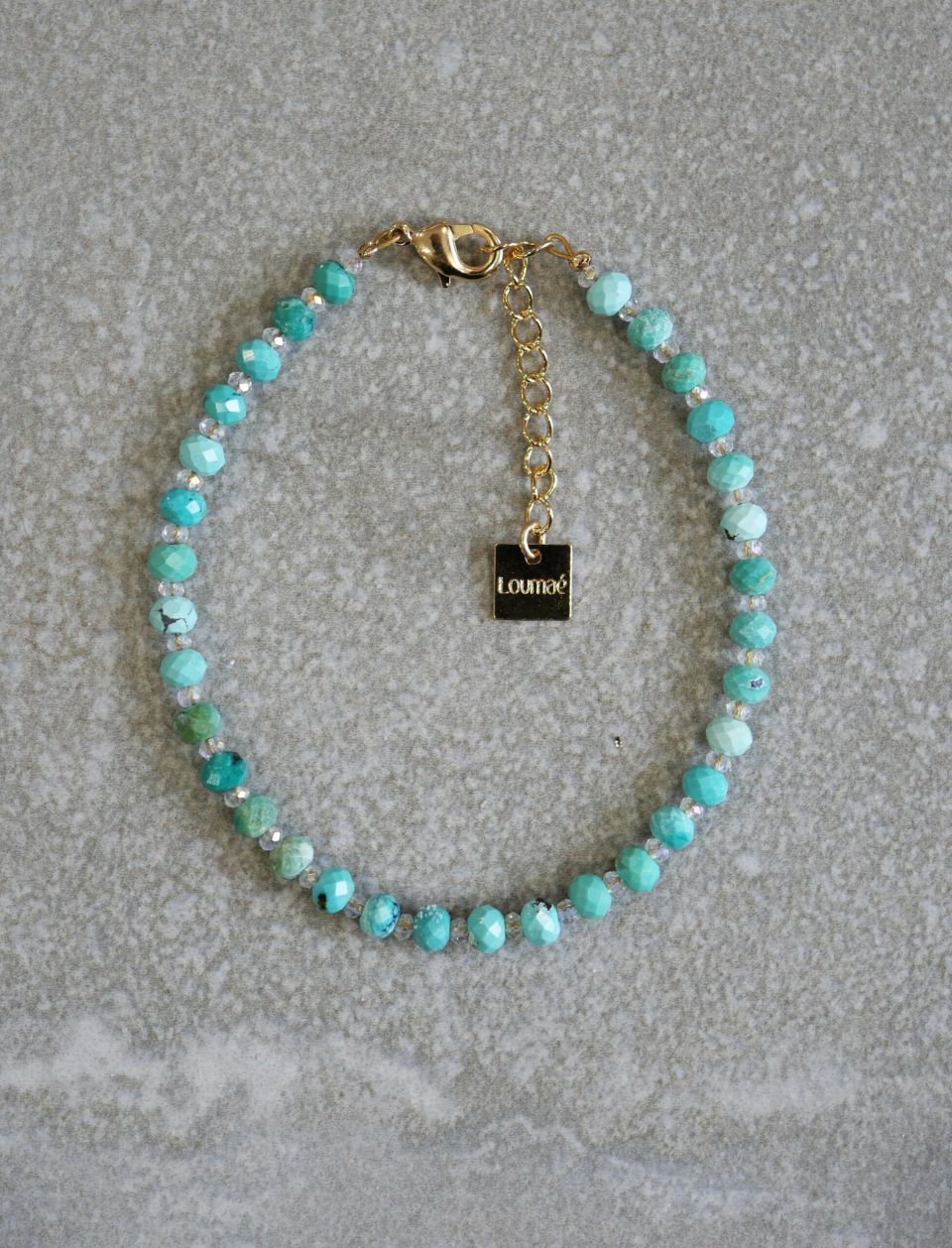 bracelet bleu en pierres semi précieuses