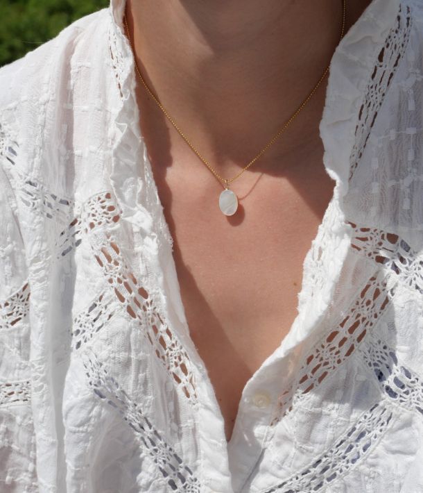 collier femme en gold filled et nacre
