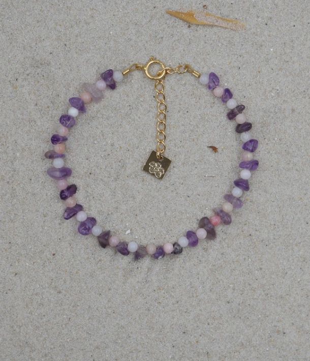 bracelet femme violet en pierres naturelles