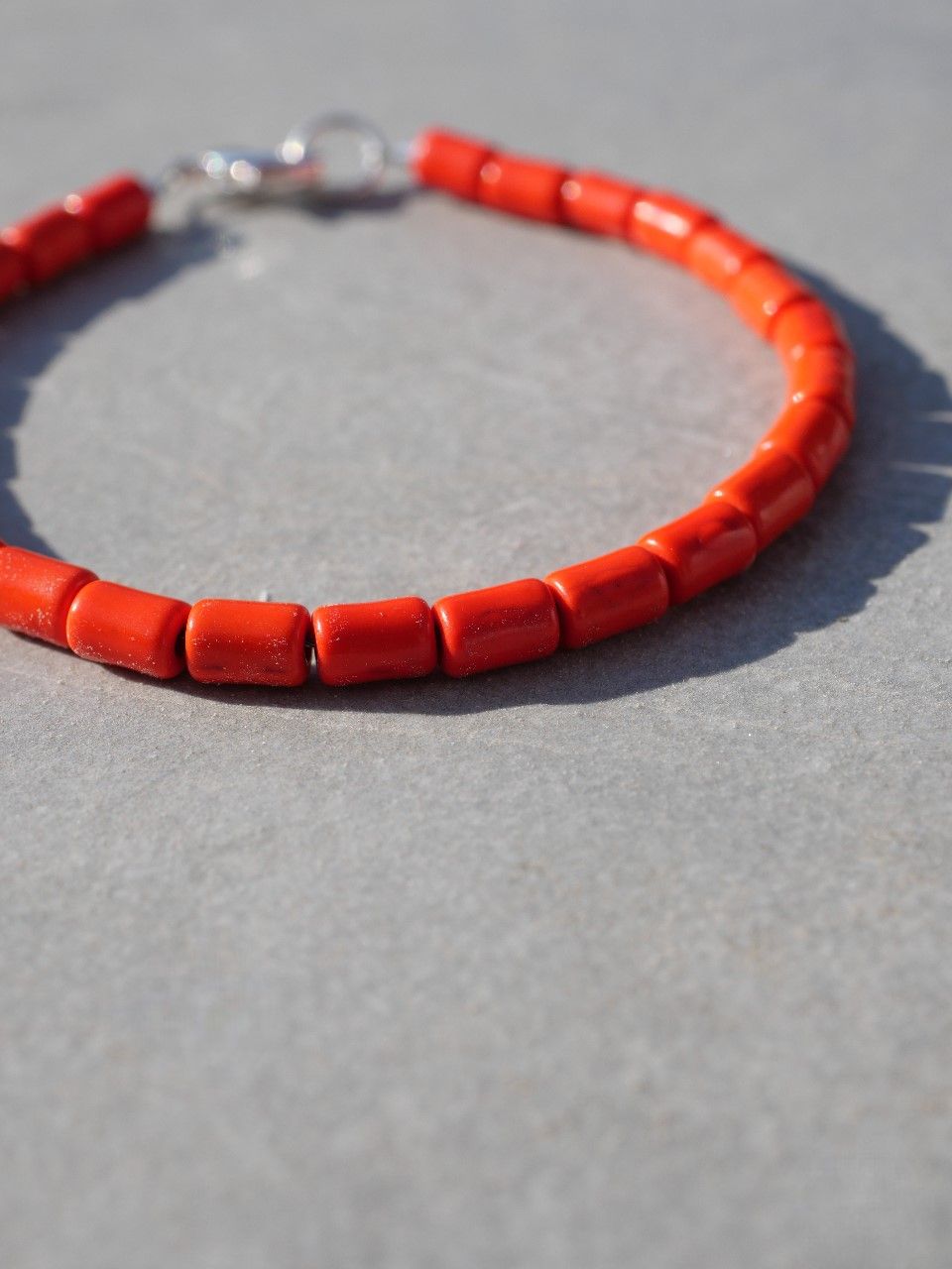 Bracelet en pierres naturelles orange pour homme