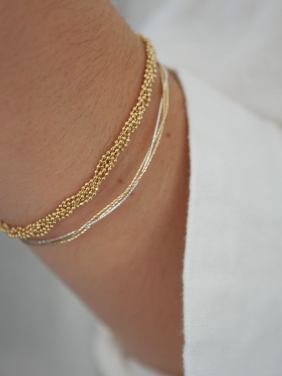 bracelet fin tressé plaqué or 3 microns