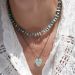 collier en argent 925 rhodié noir et pierre semi précieuse bleu