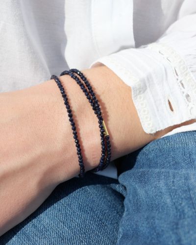 Bracelet multi rang en pierres bleues