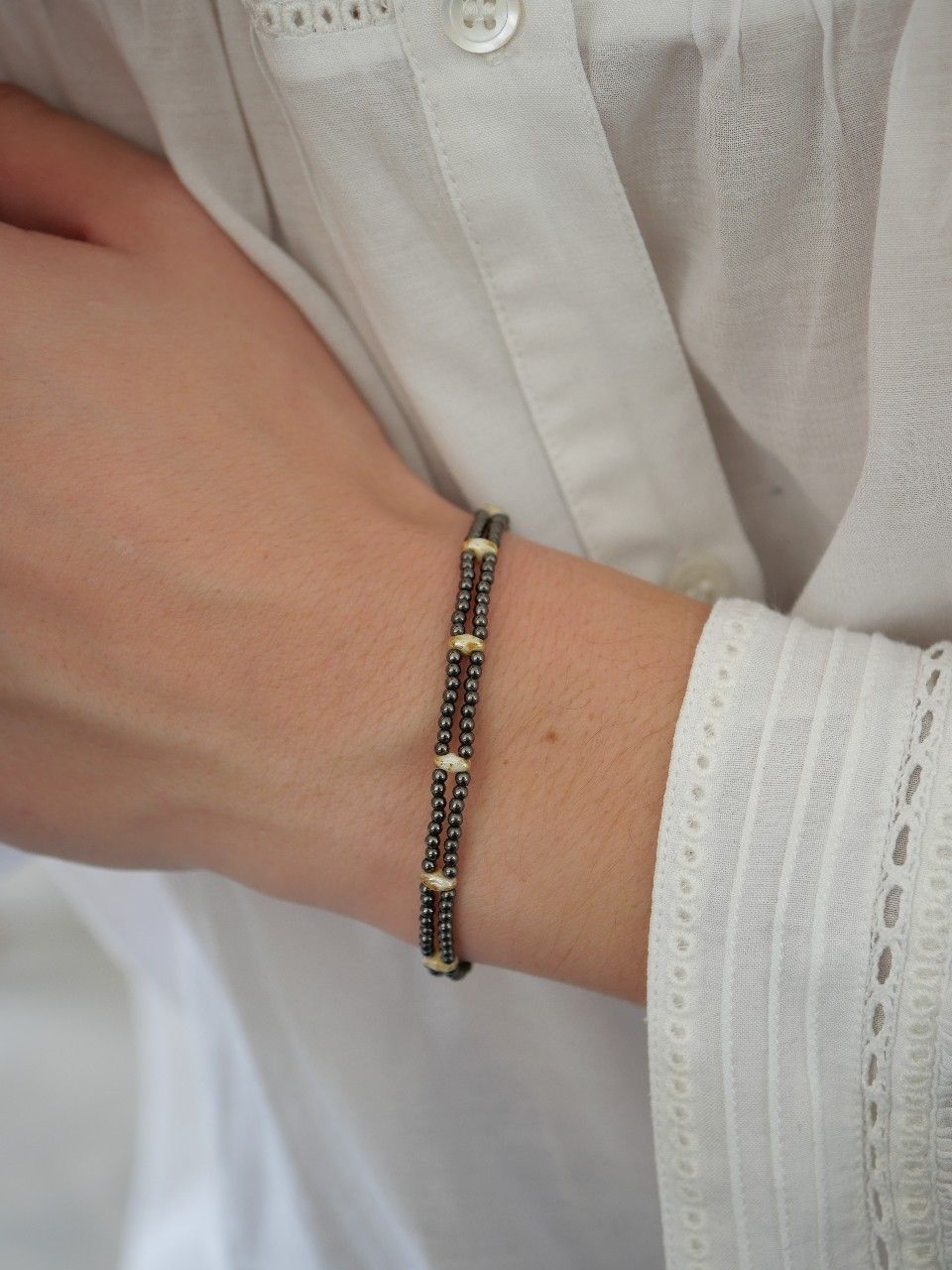 bracelet femme double rang en argent