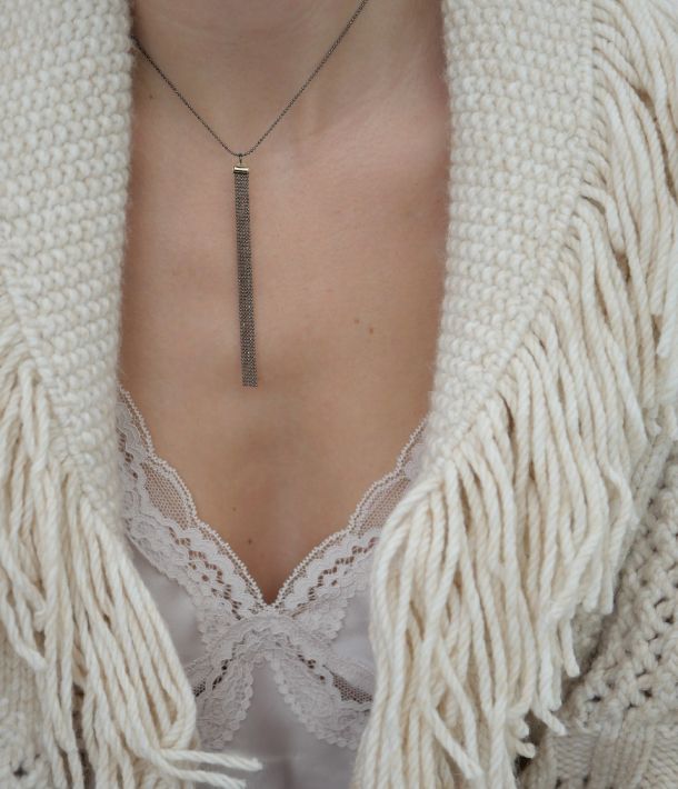 collier femme chic en argent 925 rhodié noir