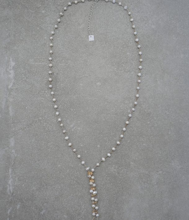 Collier long femme en argent 925 et perle