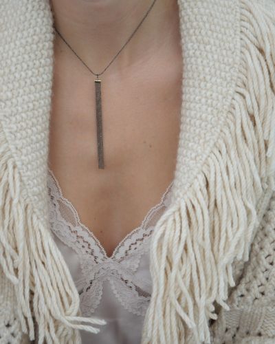 collier femme chic en argent 925 rhodié noir