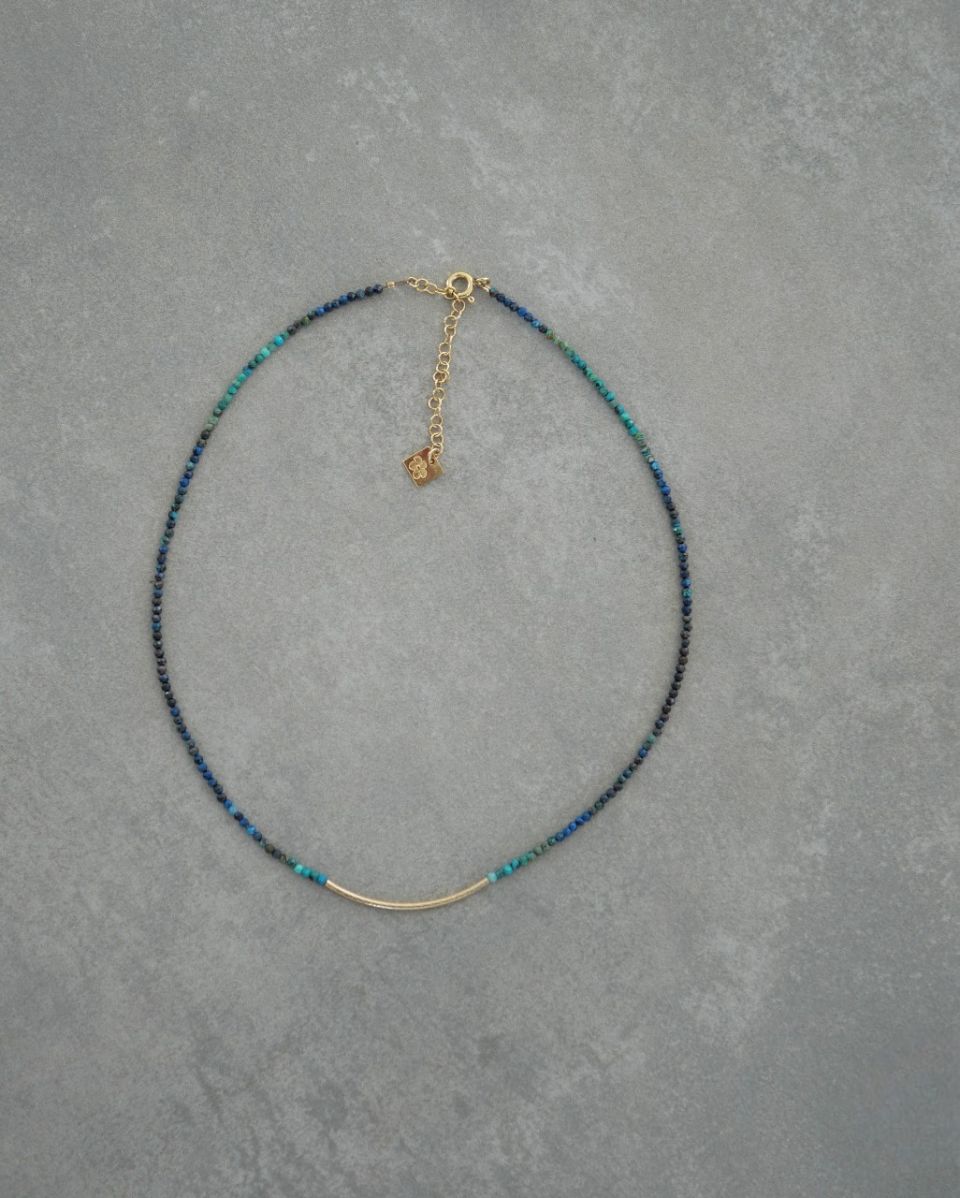 Collier en perles bleues, collier court en pierres naturelles