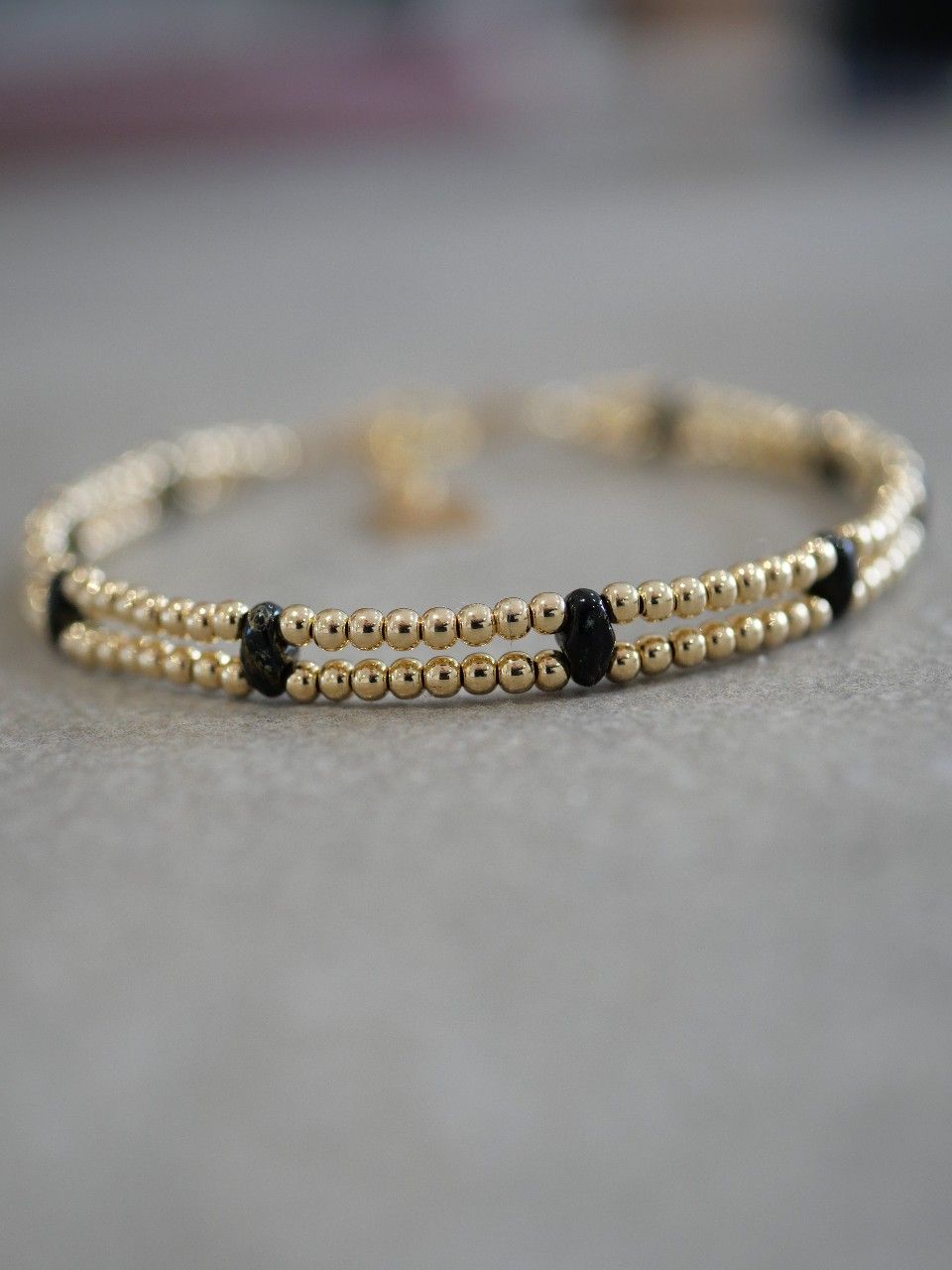 Bracelet double rang, fin en or laminé, gold filled