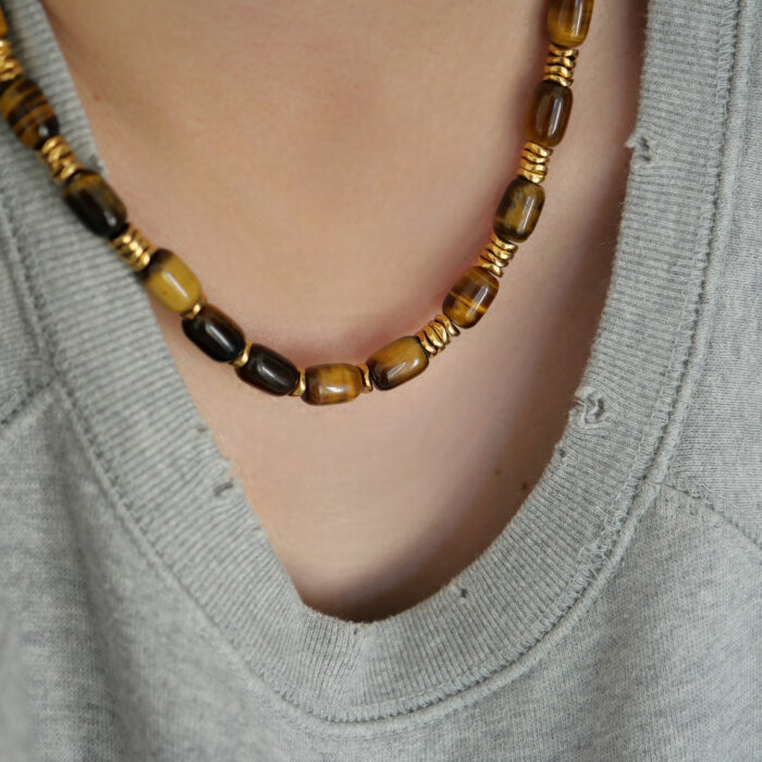 collier en pierres naturelles, oeil de tigre