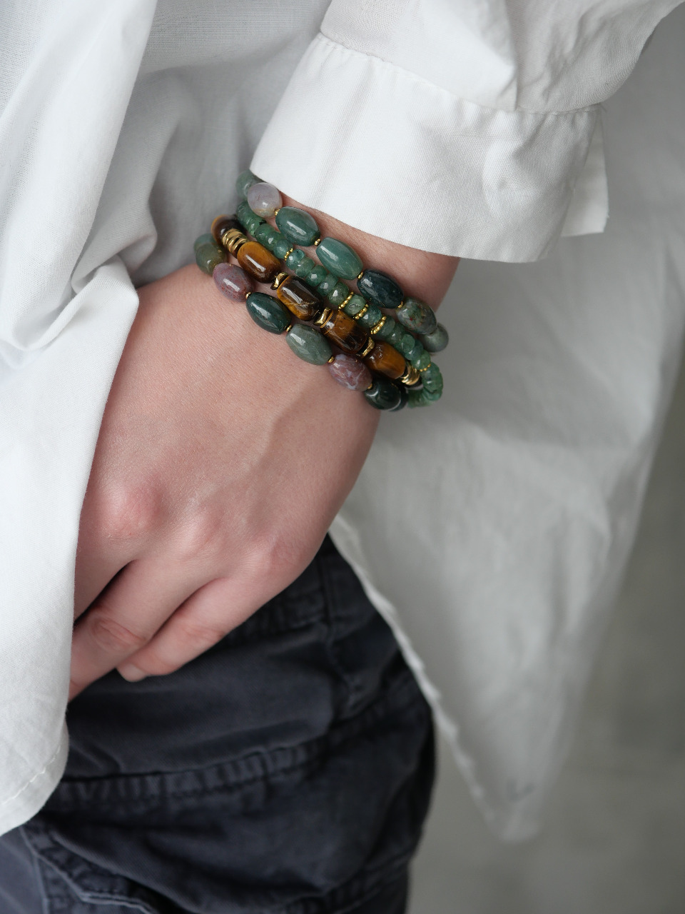 bracelet en pierres naturelles vertes