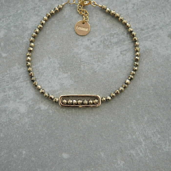 Bracelet en pierres naturelles et perles plaquées or 3 microns