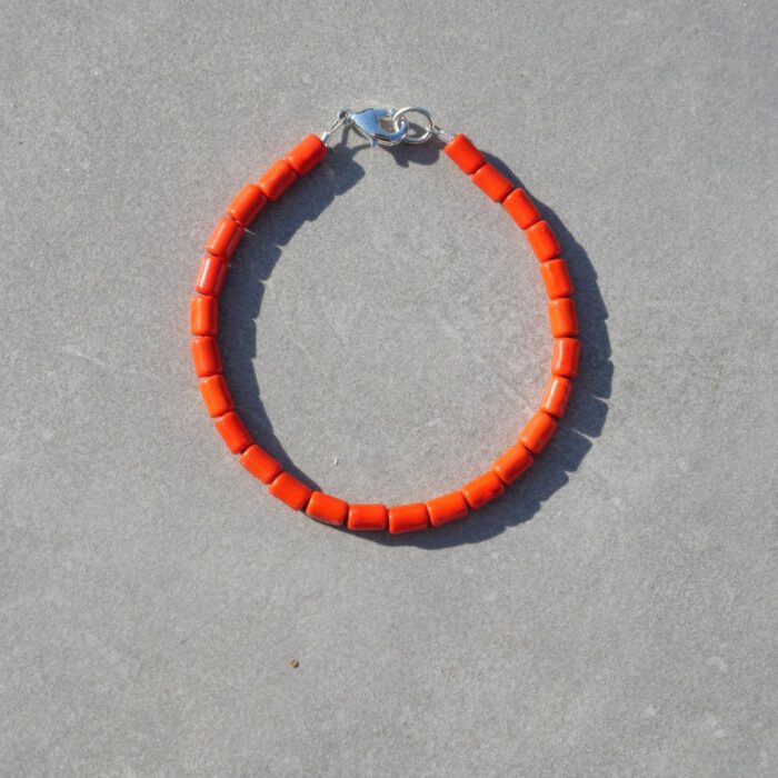 Bracelet en pierres naturelles orange pour homme