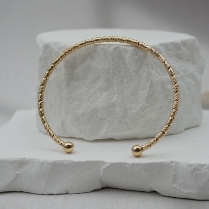 Bracelet jonc texturé femme ajustable plaqué or 3 microns