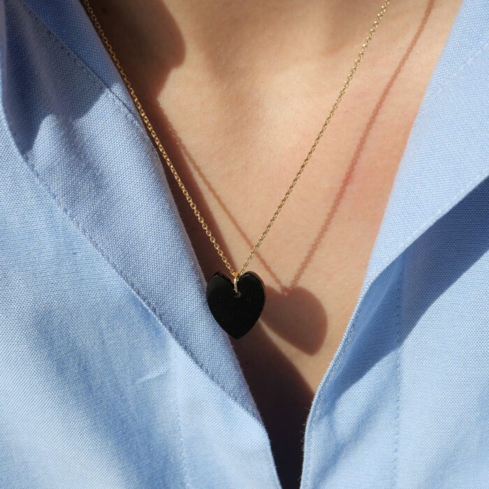 Collier en gold filled et pendentif en onyx