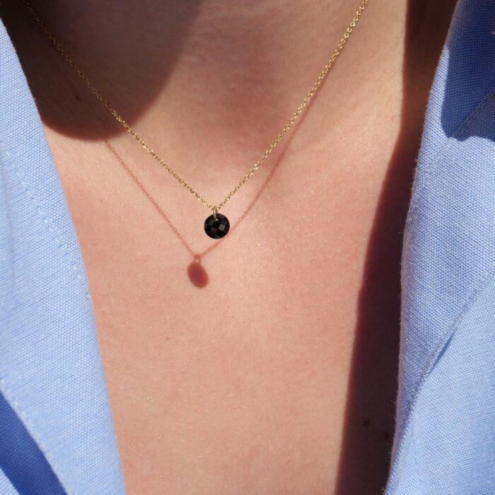 Collier en gold filled et onyx