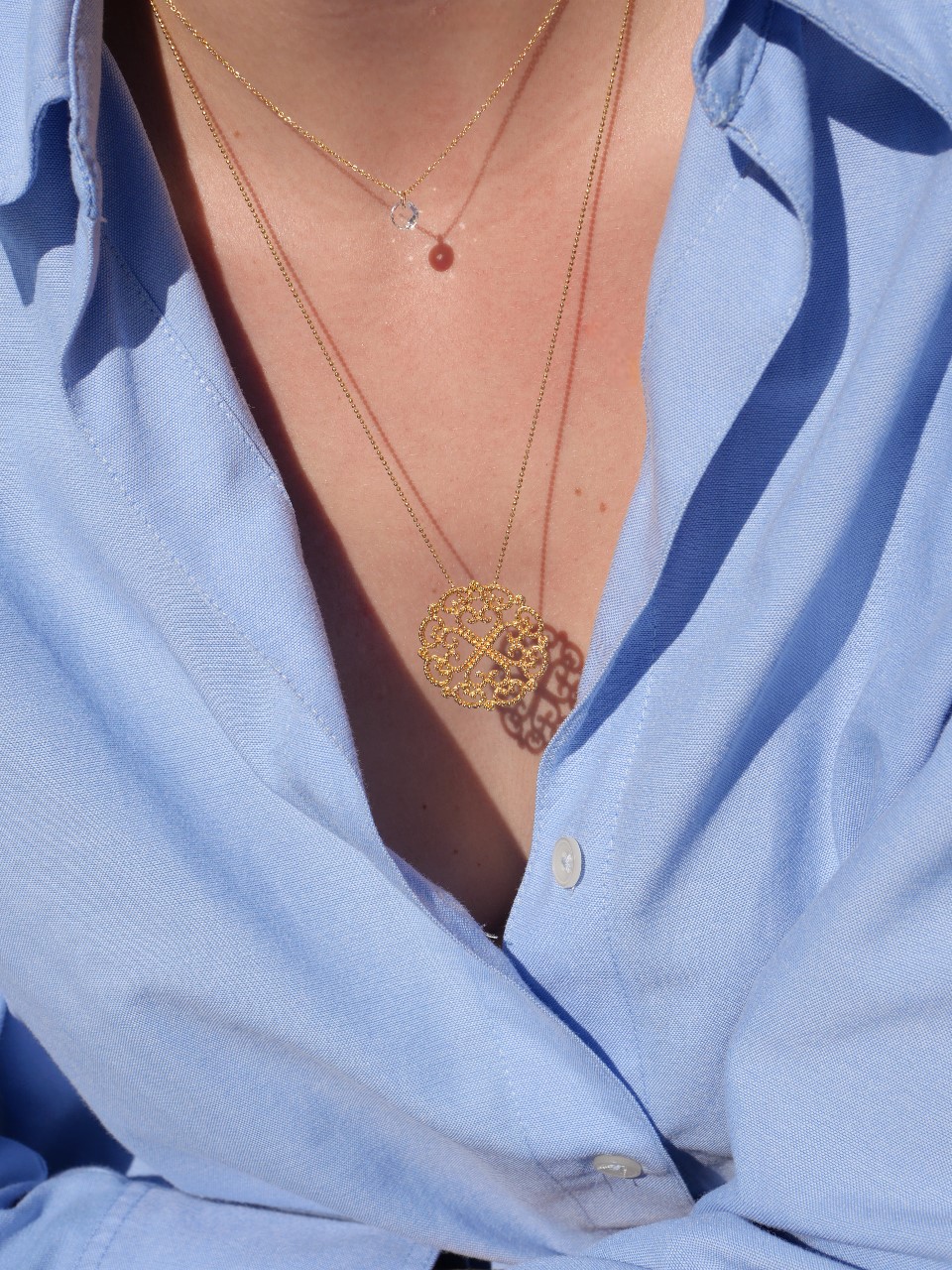 collier long plaqué or 3 microns