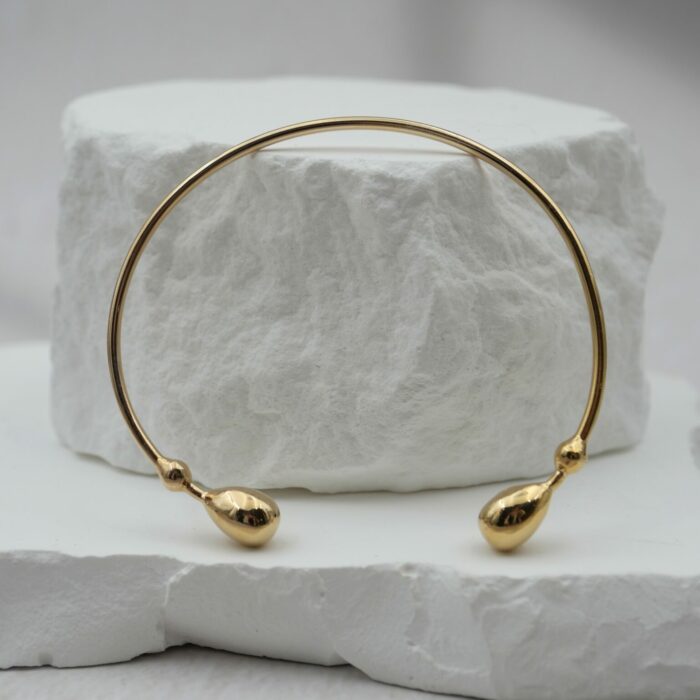 Bracelet jonc fin femme plaqué or 3 microns