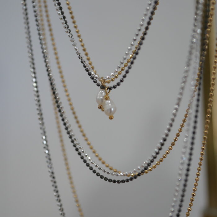 collier fin femme triple rang perle de culture