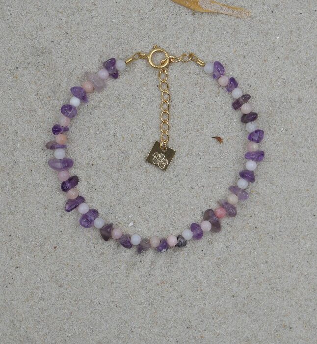 bracelet femme violet en pierres naturelles
