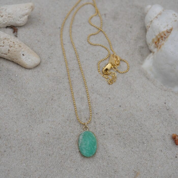 collier en gold filled et pierres naturelles amazonite