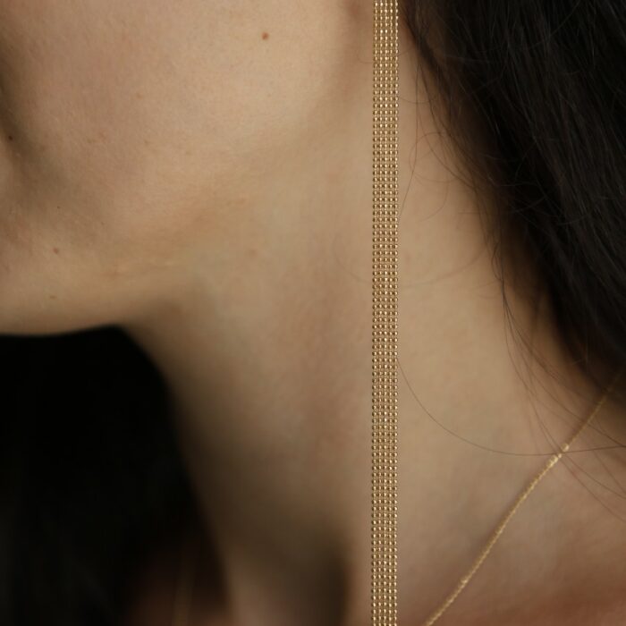 boucles d'oreille femme longue, mono boucle, boucles d'oreilles plaquée or 3 microns