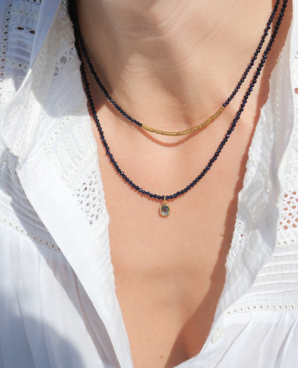 Collier Rosie blue 2 Collier femme en pierres naturelles bleues