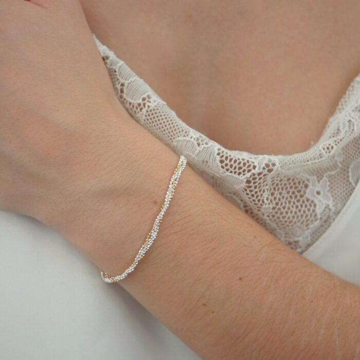 bracelet en ragent massif et or laminé
